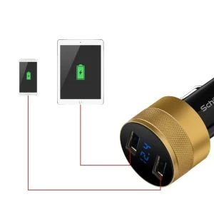 Universal Dual Ports Biloplader med LED Display