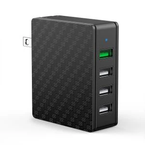 4 USB-porte Oplader QC 3.0 Hurtigoplader